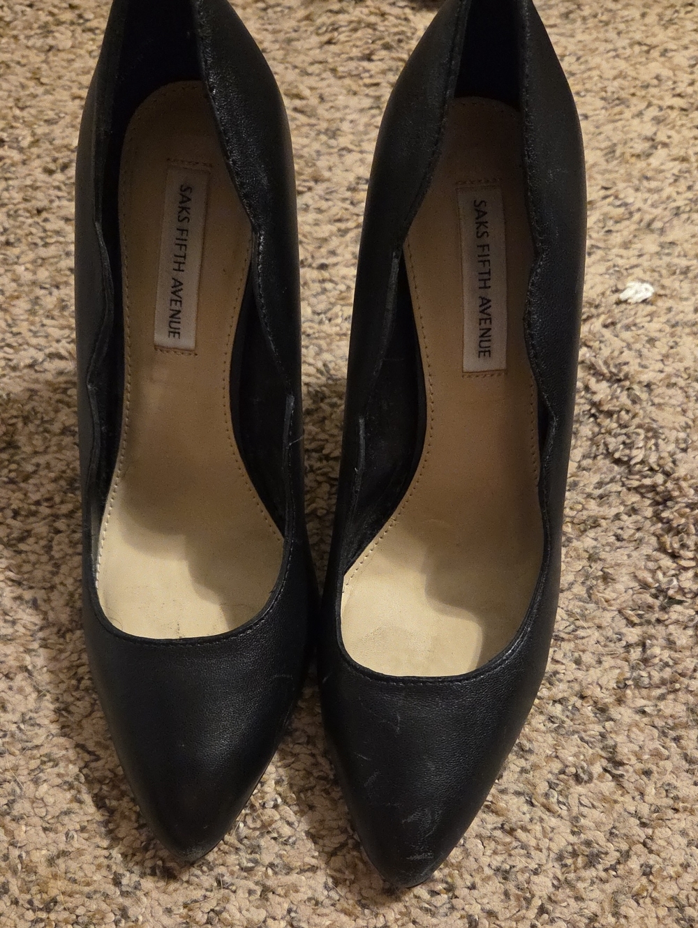 Saks Fifth Avenue Black Leather Pointed-Toe Pumps
